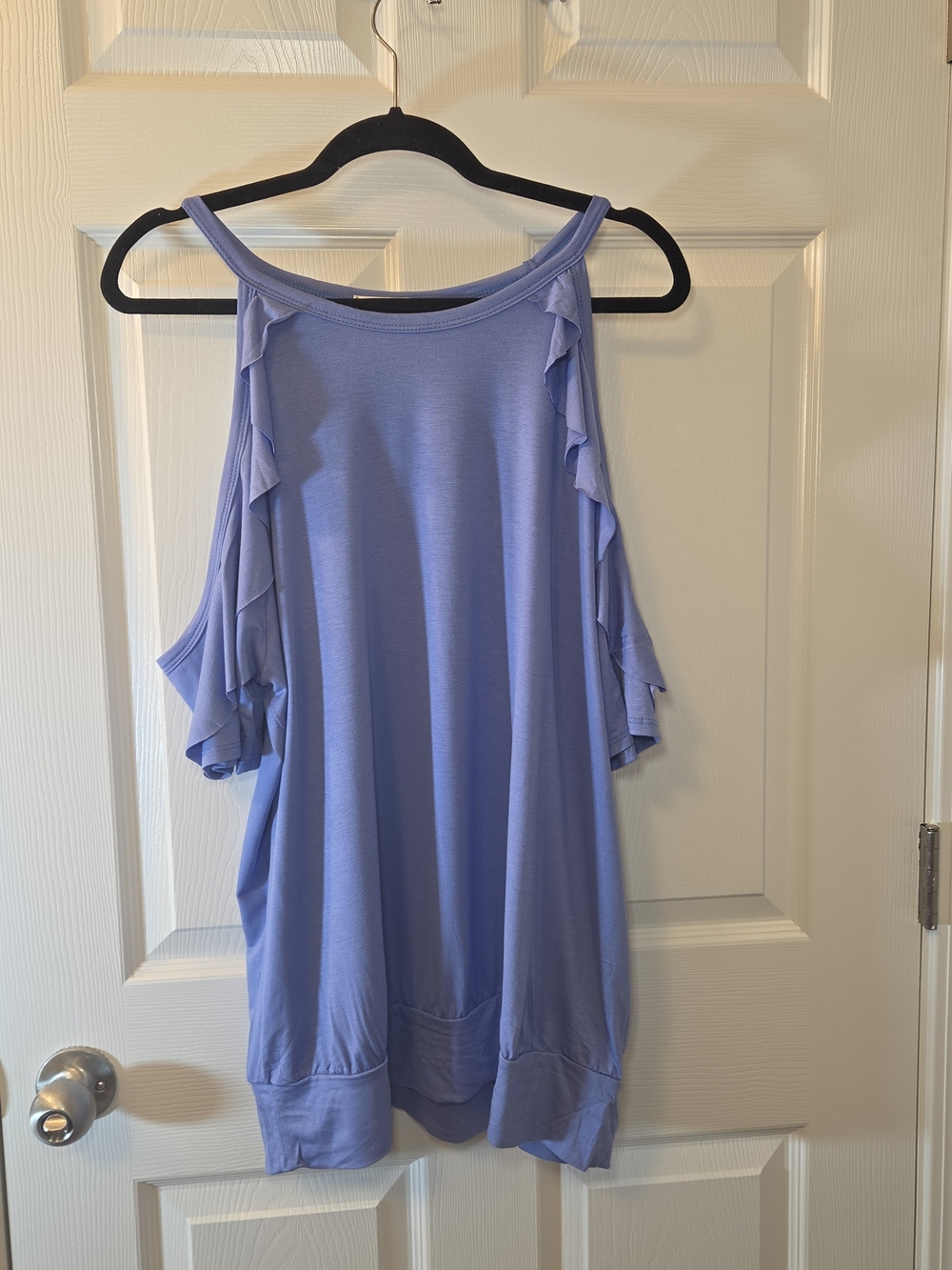 Cold-Shoulder Ruffle Tank Top - Lavender 2X - Picture 2 of 9